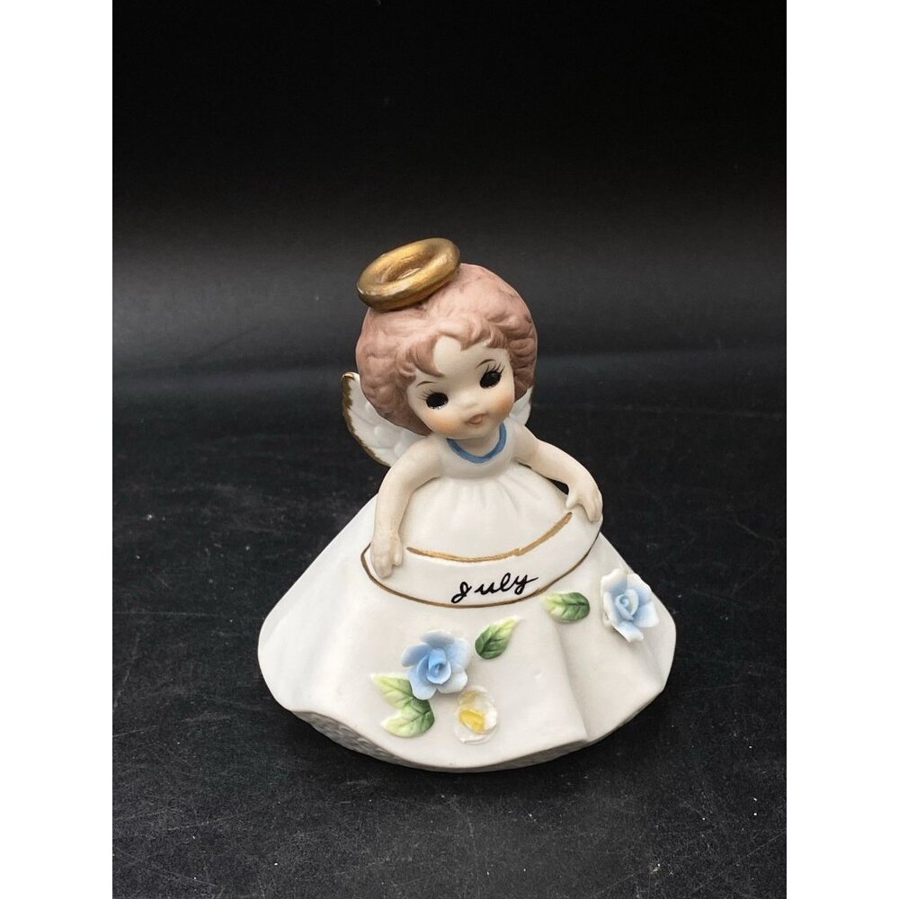 Josef Originals Birthday July Ceramic Angel Girl Figurine Taiwan Vintage